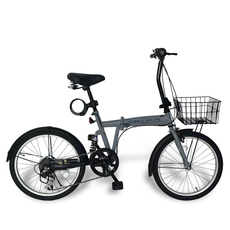 【チェーン新品！サスペンション付き】6段変速　20インチ折りたたみ自転車　マットブラック 20インチ折りたたみ自転車 [EB-020] リアサスペンション – AIJYU Shop