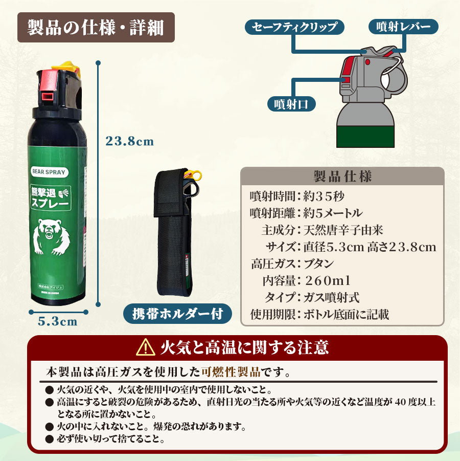 アウトドア用品 熊撃退スプレー