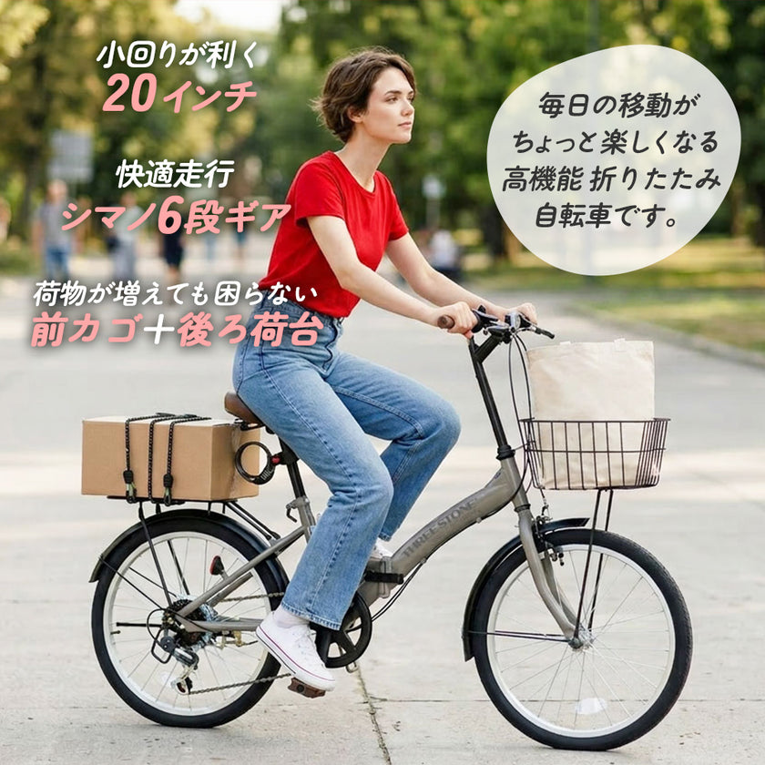 20インチ折りたたみ自転車 [P-008C] 荷台付き