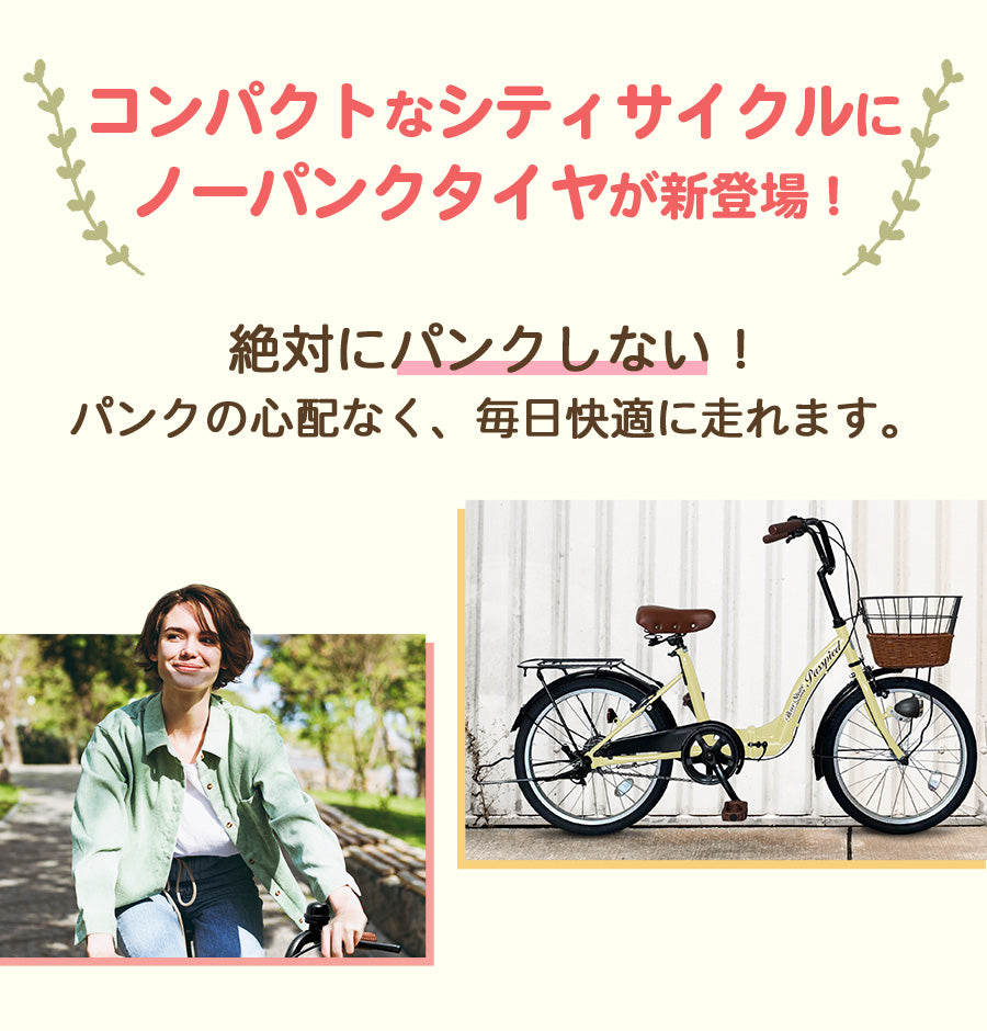 20インチ折りたたみ自転車 [TS20M-np] ノーパンクタイヤ