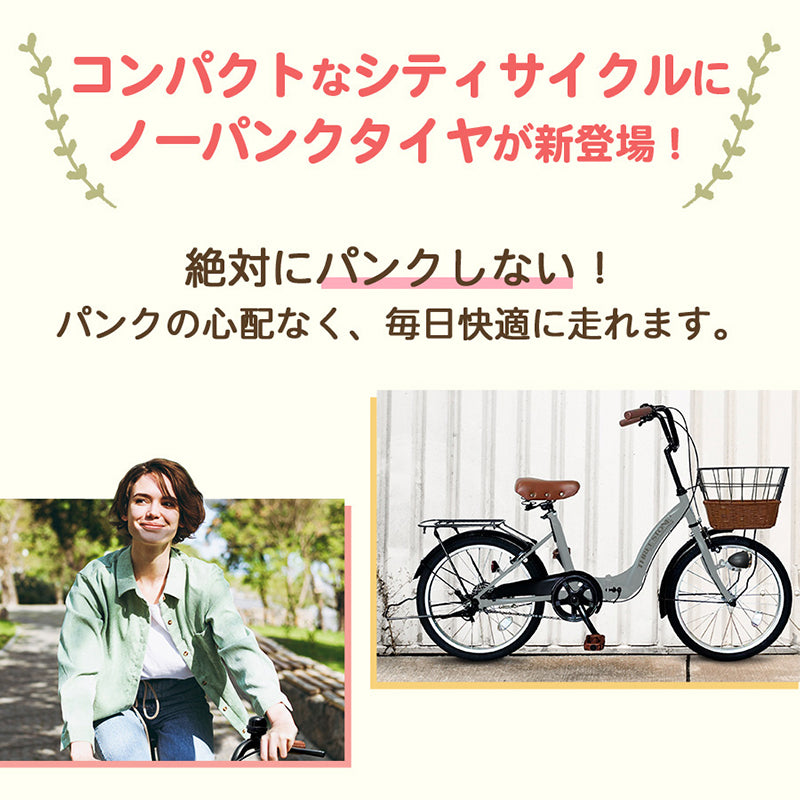 20インチ折りたたみ自転車 [TS20M-np] ノーパンクタイヤ